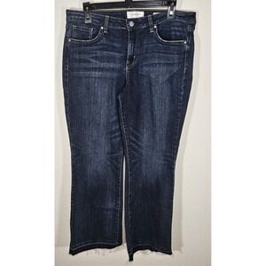 Jessica Simpson Cherish Cropped Flare Blue Jeans Aztec Frayed Hem Womens Size 31